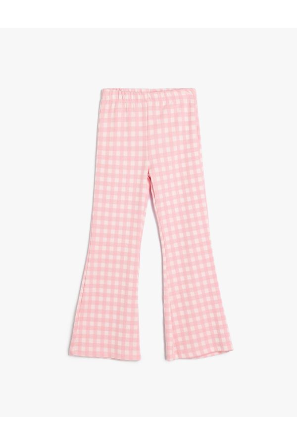 Koton Koton Flare Trousers Gingham Elastic Waist