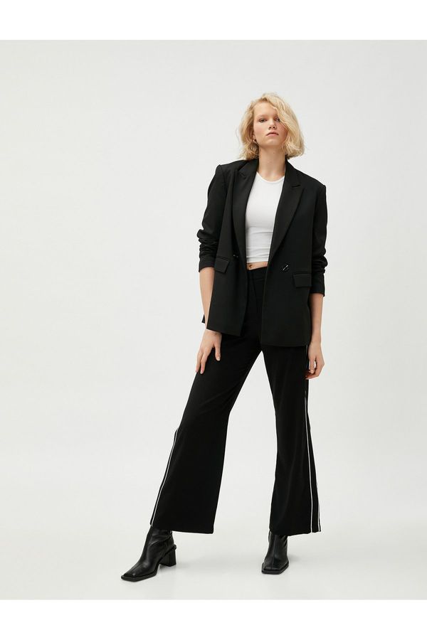 Koton Koton Flared Leg Trousers with Bias Detail