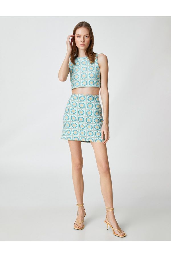Koton Koton Floral Mini Skirt, Slim Fit