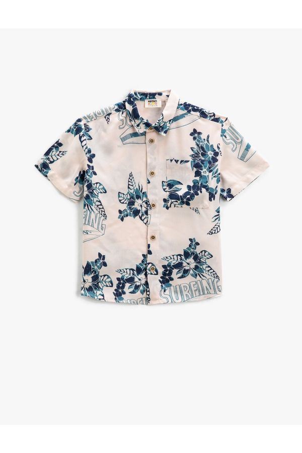 Koton Koton Floral One Pocket Detailed Short Sleeve Shirt