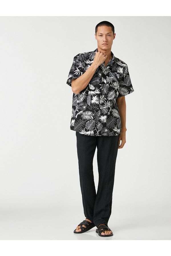 Koton Koton Floral Printed Shirt Short Sleeve Classic Collar
