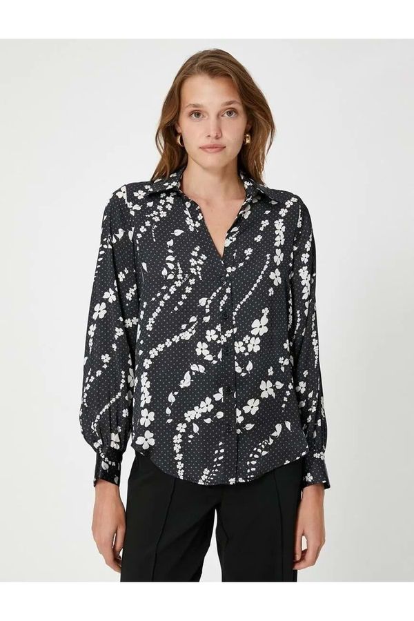 Koton Koton Floral Shirt Long Sleeve Buttoned Classic Cuff Collar