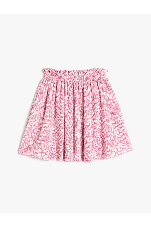 Koton Koton Floral Skirt with Elastic Waist Pleated
