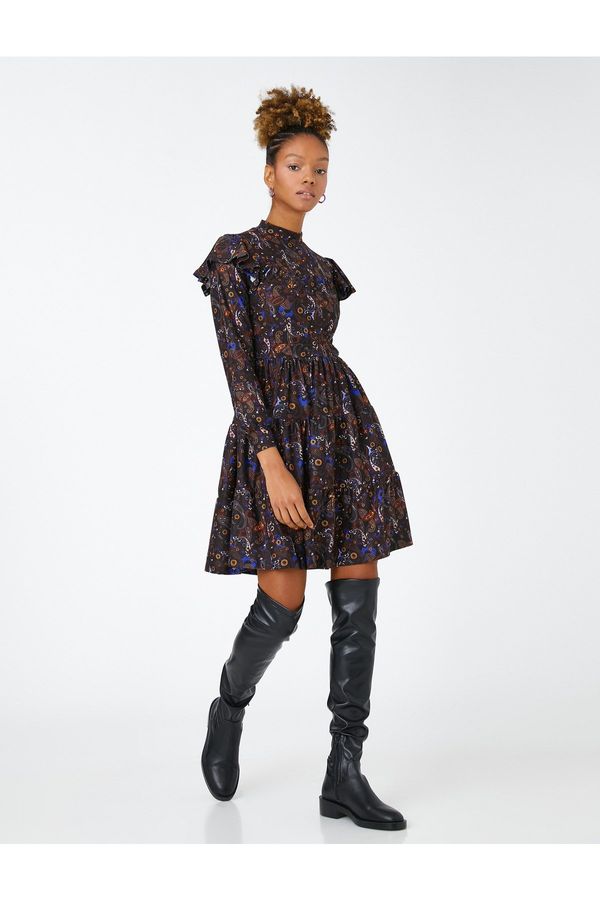 Koton Koton Floral Winter Dress Long Sleeve High Neck