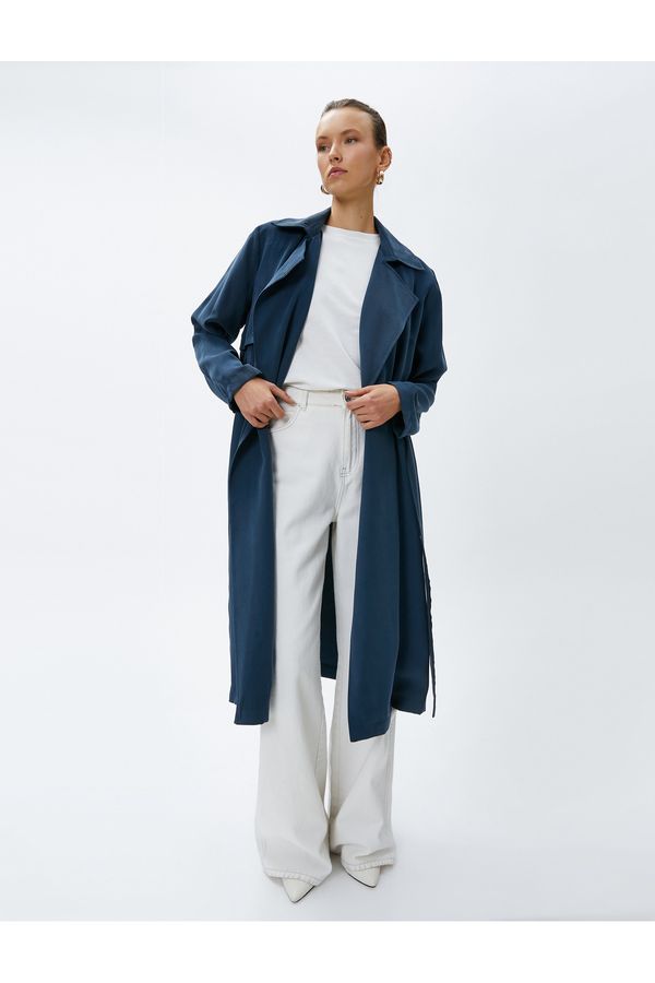 Koton Koton Flowy Double Breasted Trench Coat with Belt