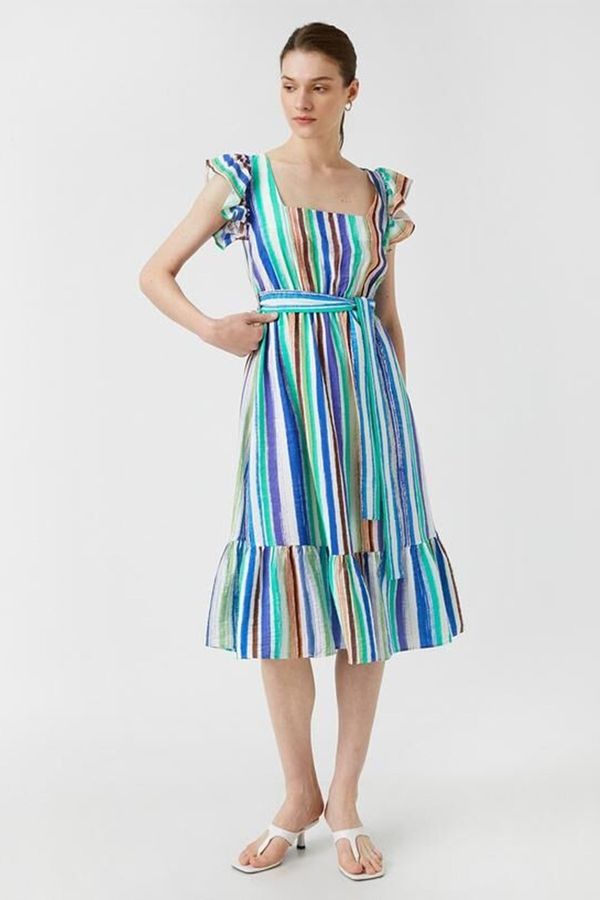 Koton Koton Frilled Midi Dress With Belted