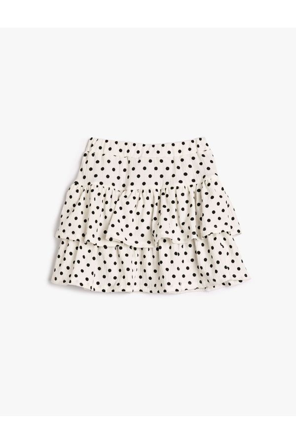 Koton Koton Frilled Mini Skirt Polka Dot Relaxed Cut with Elastic Waist