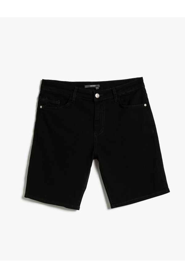 Koton Koton Gabardine Bermuda Shorts Pocket Detailed Buttoned Cotton