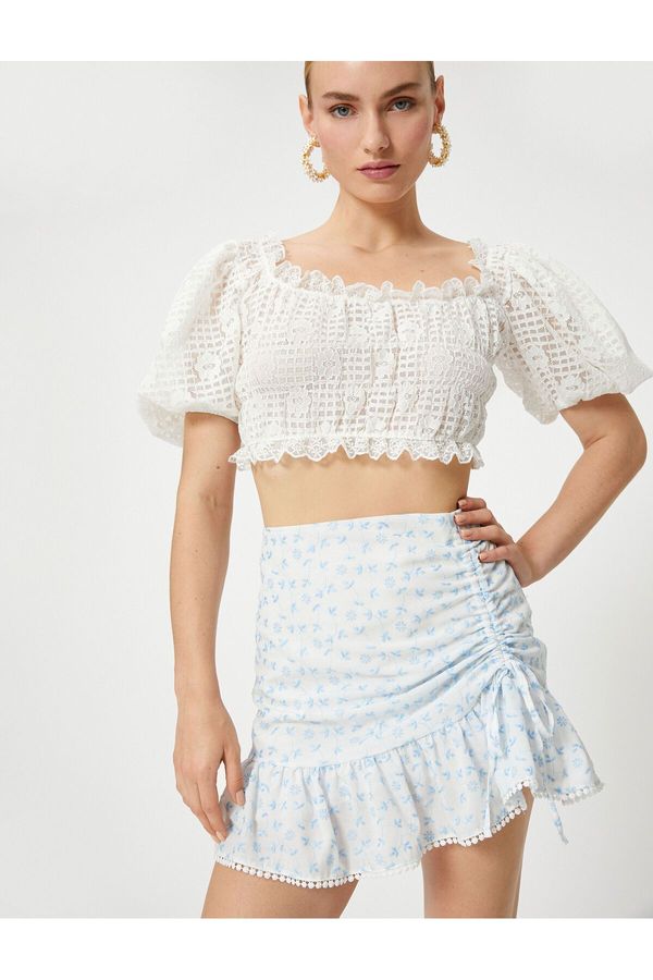 Koton Koton Gathered Ruffle Mini Skirt