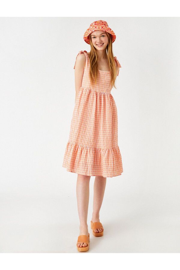 Koton Koton Gingham Patterned Midi Dress