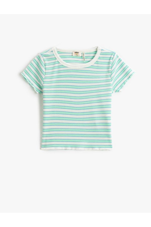 Koton Koton Girl's Green Striped T-Shirt