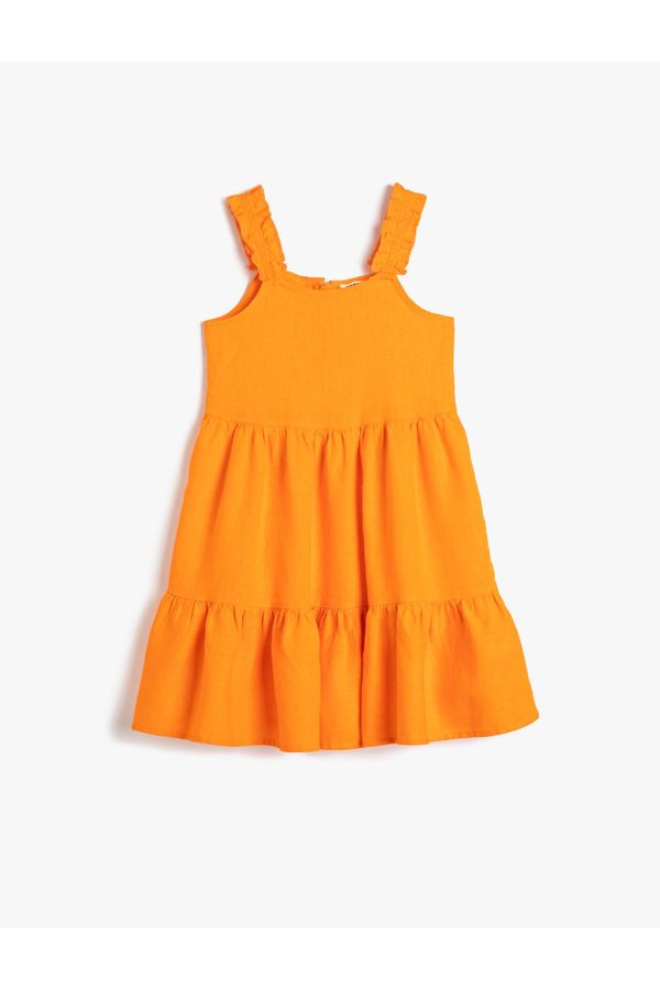 Koton Koton Girls' Plain Orange Long Dress 3skg80075aw