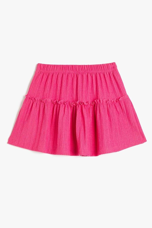 Koton Koton Girl's Tiered Mini Skirt with Elastic Waist 3skg70021ak