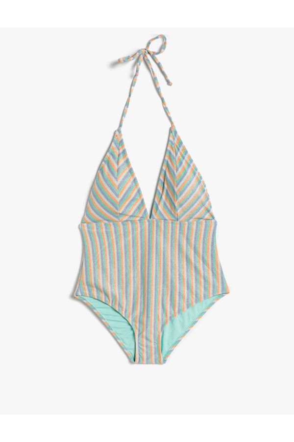Koton Koton Glitter Swimsuit Barbell Neck Triangle Covered