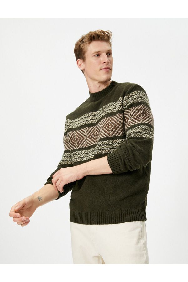 Koton Koton Half Turtleneck Sweater Ethnic Patterned Ribbed
