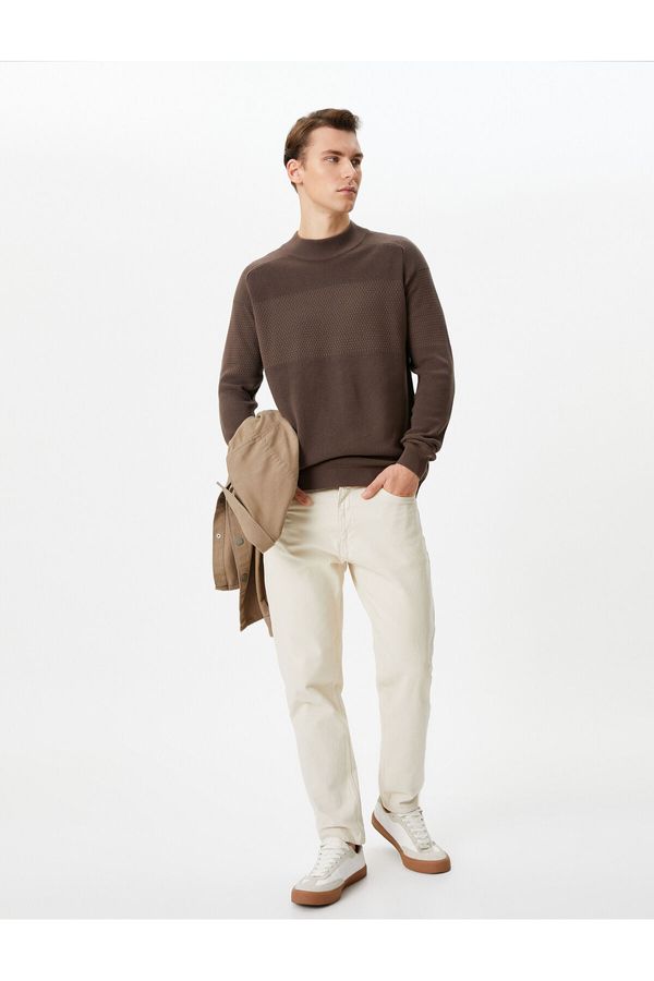 Koton Koton Half Turtleneck Sweater Knitwear Slim Fit Textured