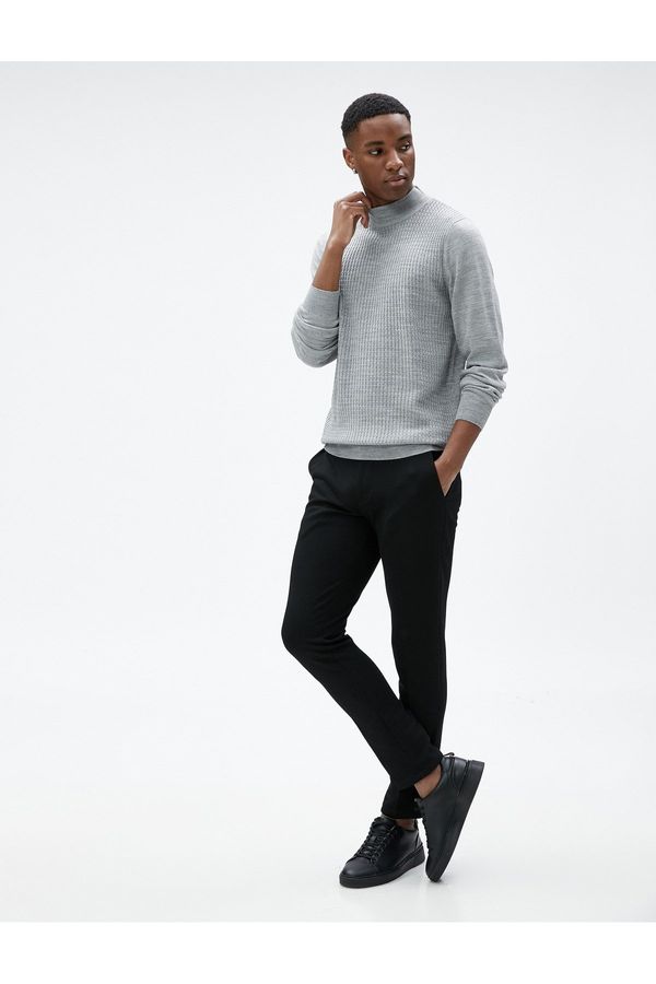 Koton Koton Half Turtleneck Sweater Knitwear Textured Slim Fit Long Sleeve