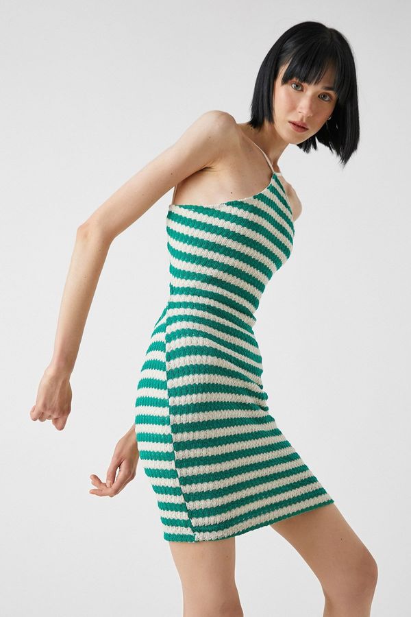 Koton Koton Halter Neck Mini Striped Dress