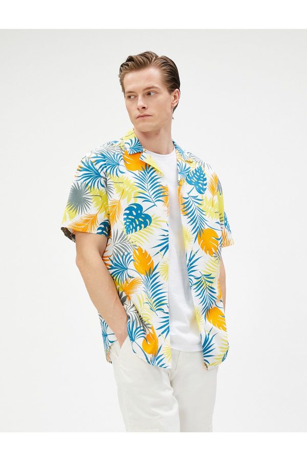 Koton Koton Hawaiian Shirt Short Sleeve Cropped Collar Printed Cotton