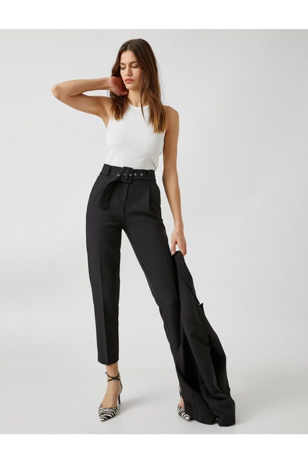 Koton Koton High Waist Belted Trousers