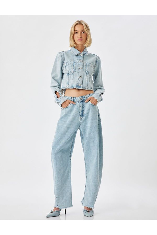 Koton Koton High Waist Cut Leg Buttoned Jeans - Balloon Fit Jeans