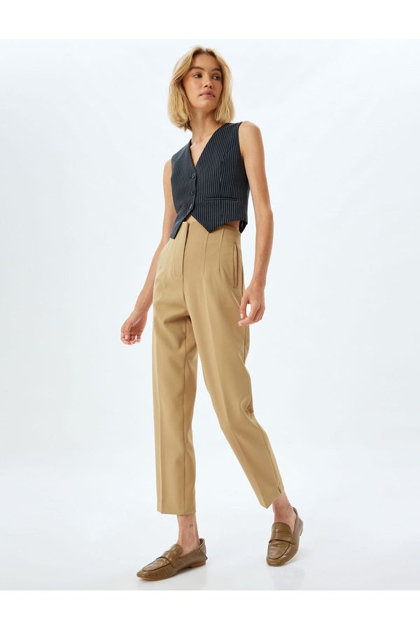 Koton Koton High Waist Fabric Trousers Cigarette Shape Pocket Dart Detail