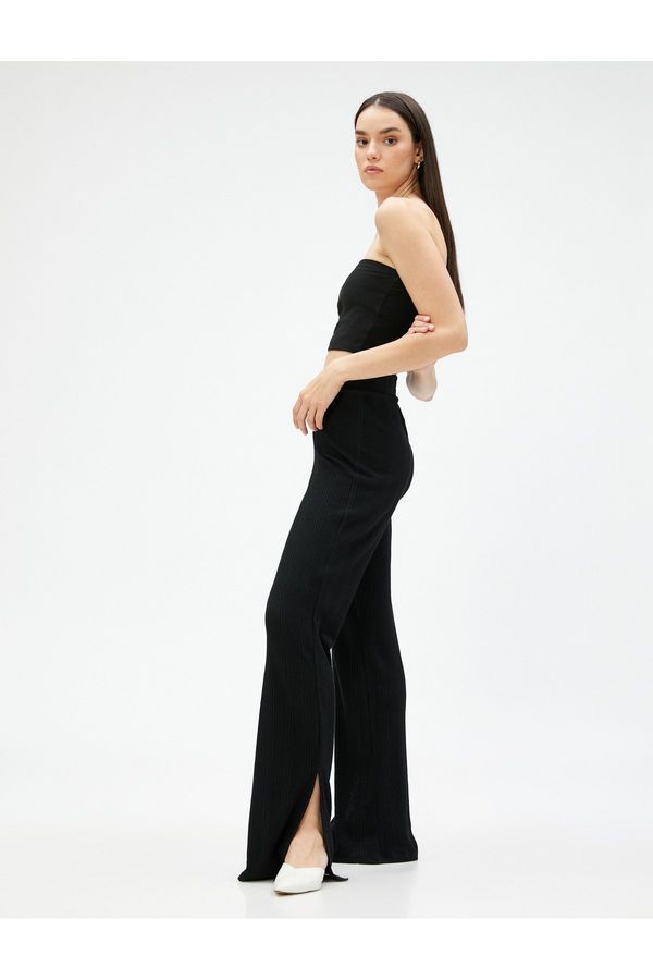 Koton Koton High Waist Flare Slit Trousers