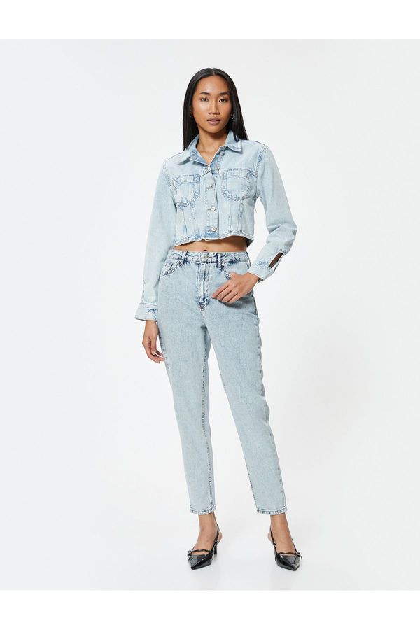 Koton Koton High Waist Jeans Crop Straight Leg - Mom Jean