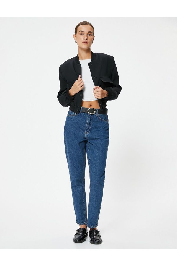 Koton Koton High Waist Jeans Crop Straight Leg - Mom Jean