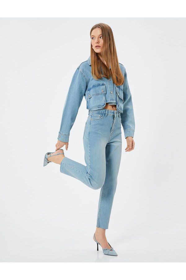 Koton Koton High Waist Jeans Straight Leg Slim Fit Cotton - Slim Fit Jeans