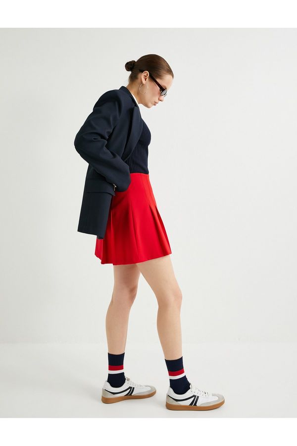 Koton Koton High Waist Pleated Mini Skirt