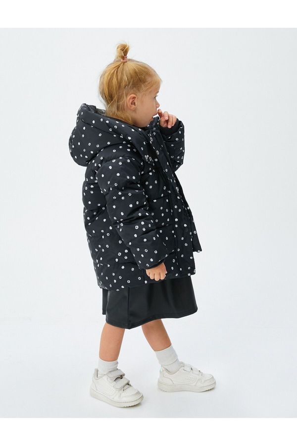 Koton Koton Hooded Puffer Coat Polka Dot Zipper Wind Cap