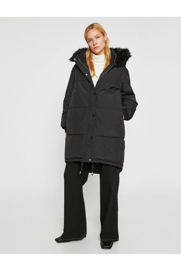 Koton Koton Hooded Puffer Jacket with Plush Detail