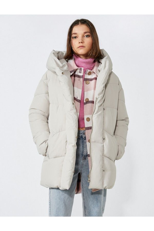 Koton Koton Hooded Quilted Short Down Coat