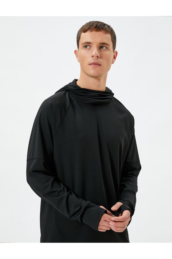 Koton Koton Hooded Sports Sweatshirt High Neck Long Sleeve