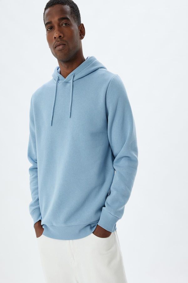 Koton Koton Hooded Sweatshirt Basic Cotton Blend