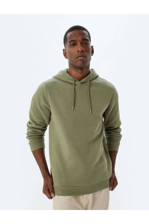 Koton Koton Hooded Sweatshirt Basic Cotton Blend