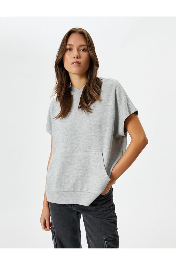 Koton Koton Hooded Sweatshirt Short Sleeve Kangaroo Pocket Viscose