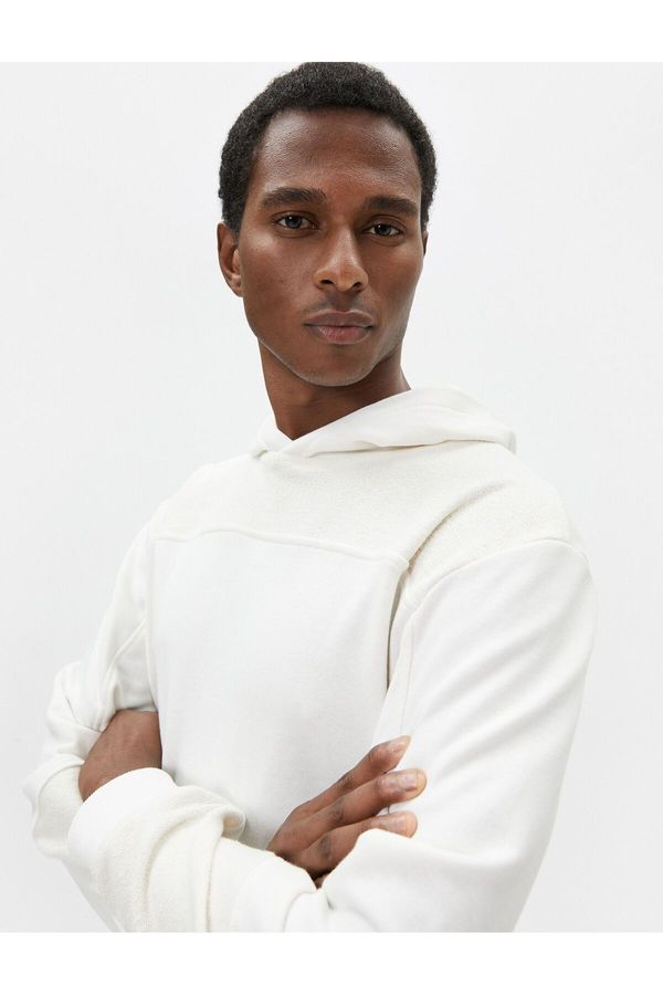 Koton Koton Hooded Sweatshirt Textured Stitch Detail Long Sleeve