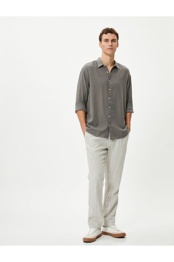 Koton Koton Italian Collar Shirt Long Sleeve Cotton Regular Fit