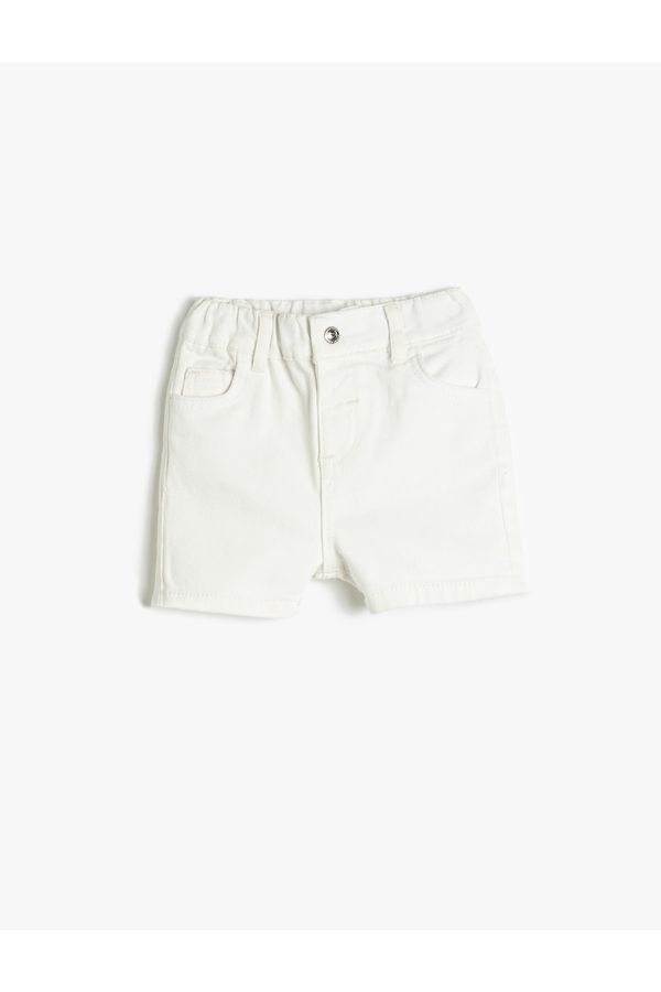 Koton Koton Jeans Shorts with Pocket, Cotton and Elastic Waist.