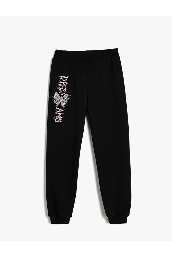 Koton Koton Jogger Sweatpants Butterfly Printed Elastic Waist