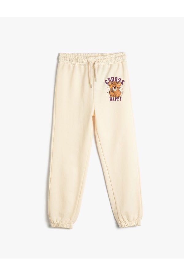 Koton Koton Jogger Sweatpants with Tie Waist Teddy Bear Printed