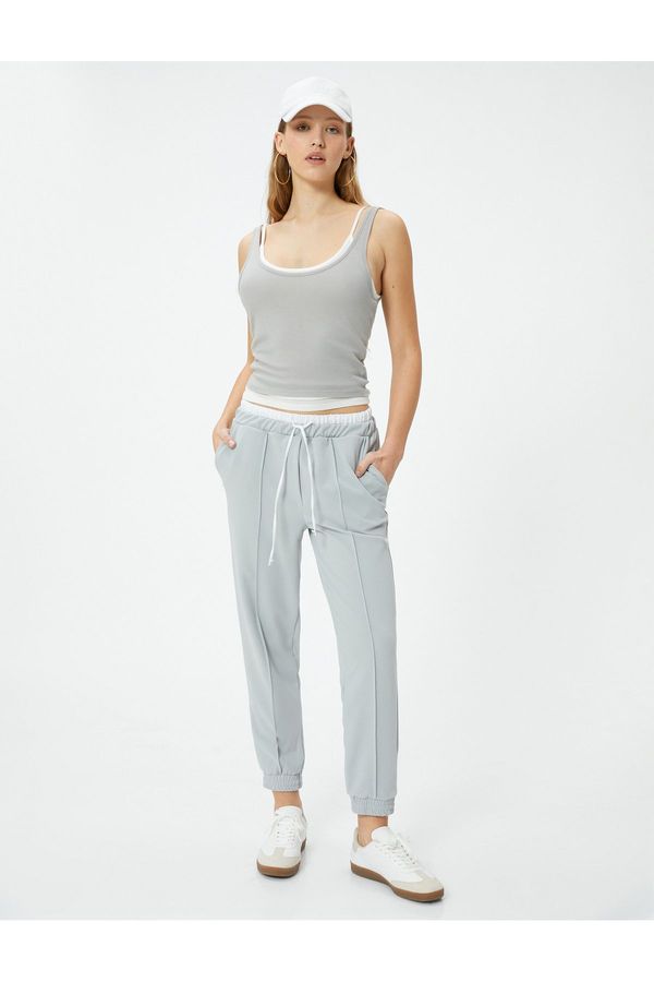 Koton Koton Jogger Trousers Double Waist Detailed Tie Ribbed