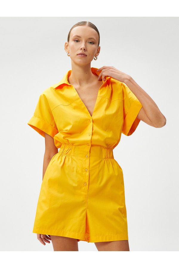 Koton Koton Jumpsuit With Short Sleeves Short Sleeve Buttoned Shirt Collar