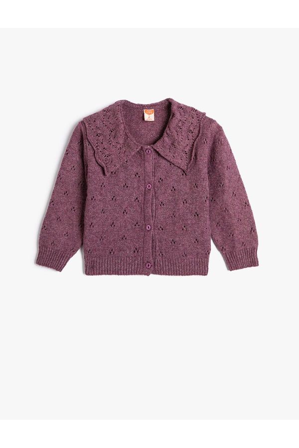 Koton Koton Knit Cardigan Shirt Collar Button Closure