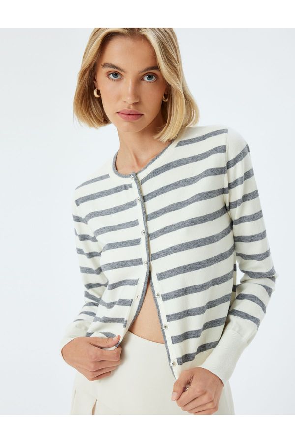 Koton Koton Knitted Cardigan Round Neck Long Sleeve