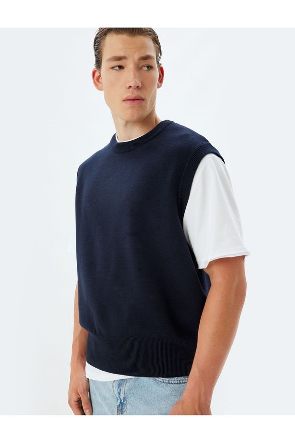 Koton Koton Knitted Sweater Basic Sleeveless Crew Neck Cotton