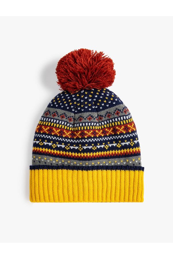 Koton Koton Knitwear Beanie Patterned Multicolored Pompom Detailed