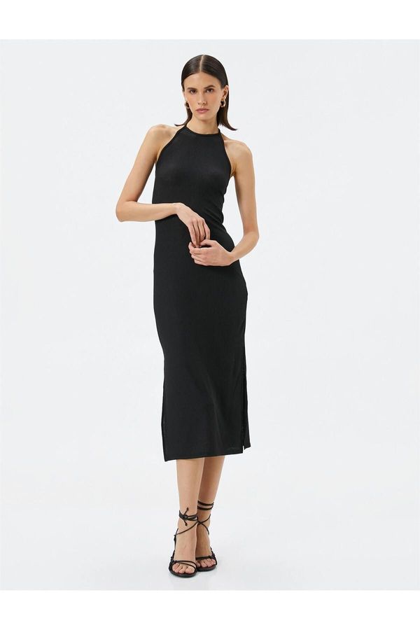 Koton Koton Knitwear Dress Midi Halter Neck Slit